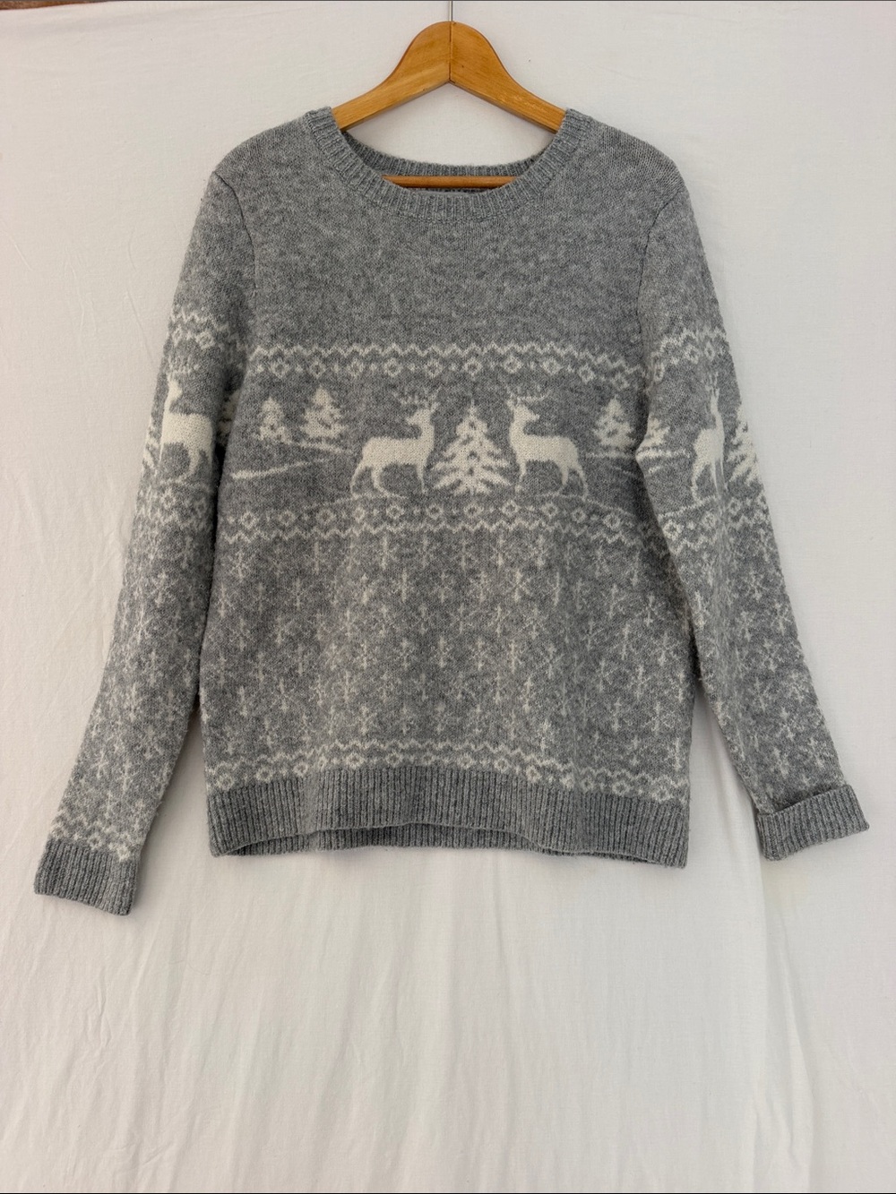 cupcakes & cashmere Gray Nordic Reindeer Crewneck Sweater